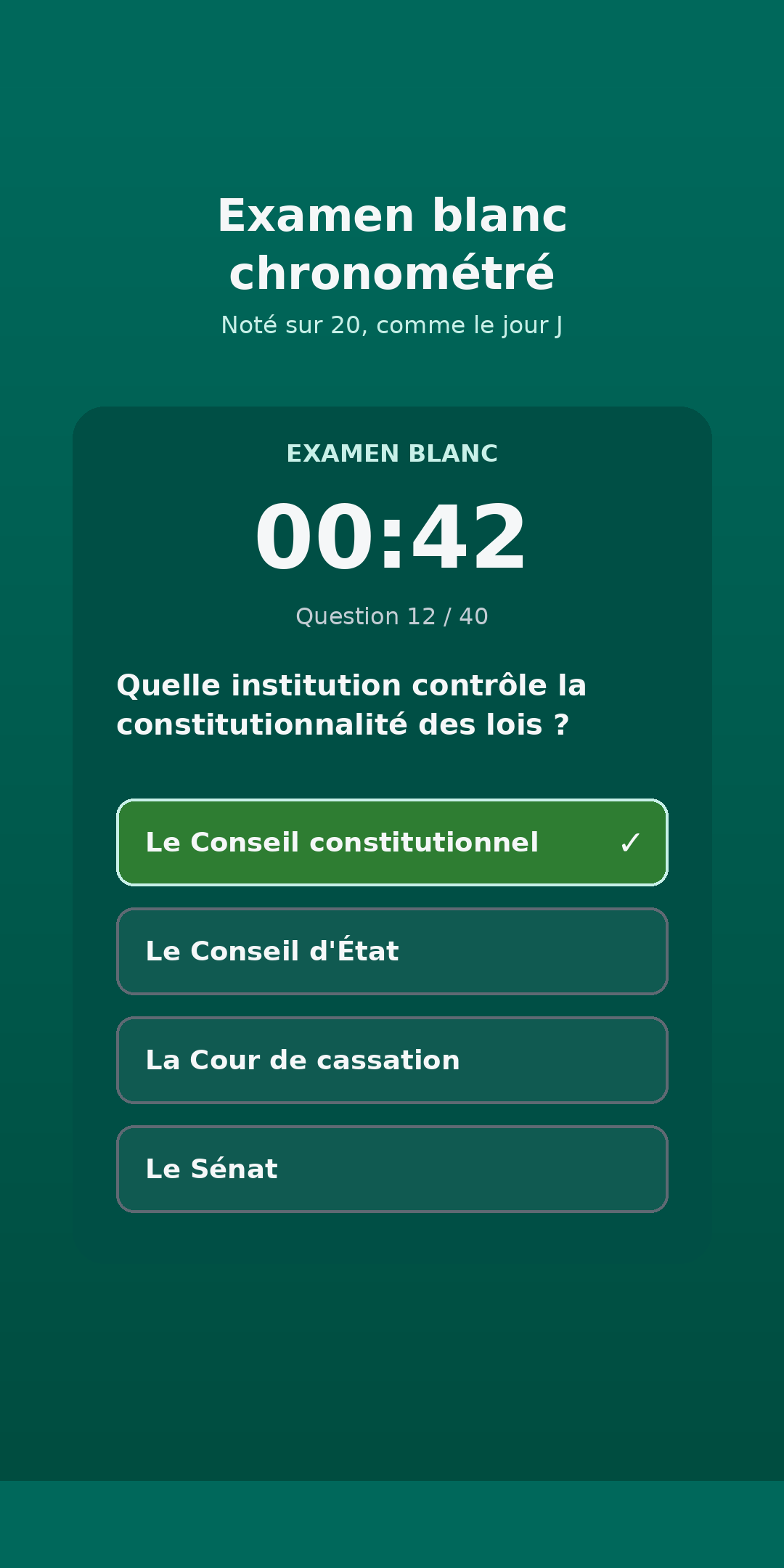 Question dans l'application Objectif Adjoint - exemple de QCM pour le concours d'adjoint administratif